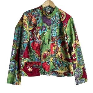 Chicos 1 Womens Tapestry Jacket M Multicolor Paisley Artwear Statement Piece